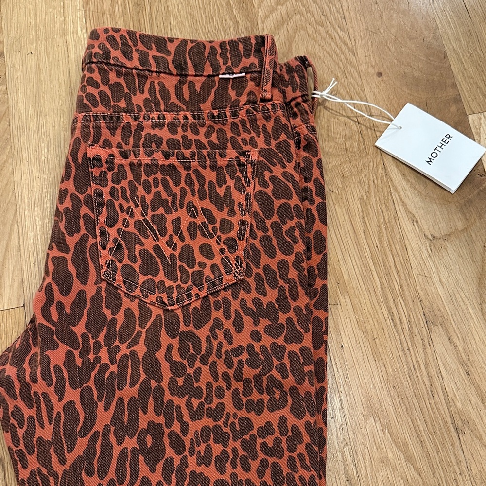 MOTHER Wild Print Denim in Orange and Black
